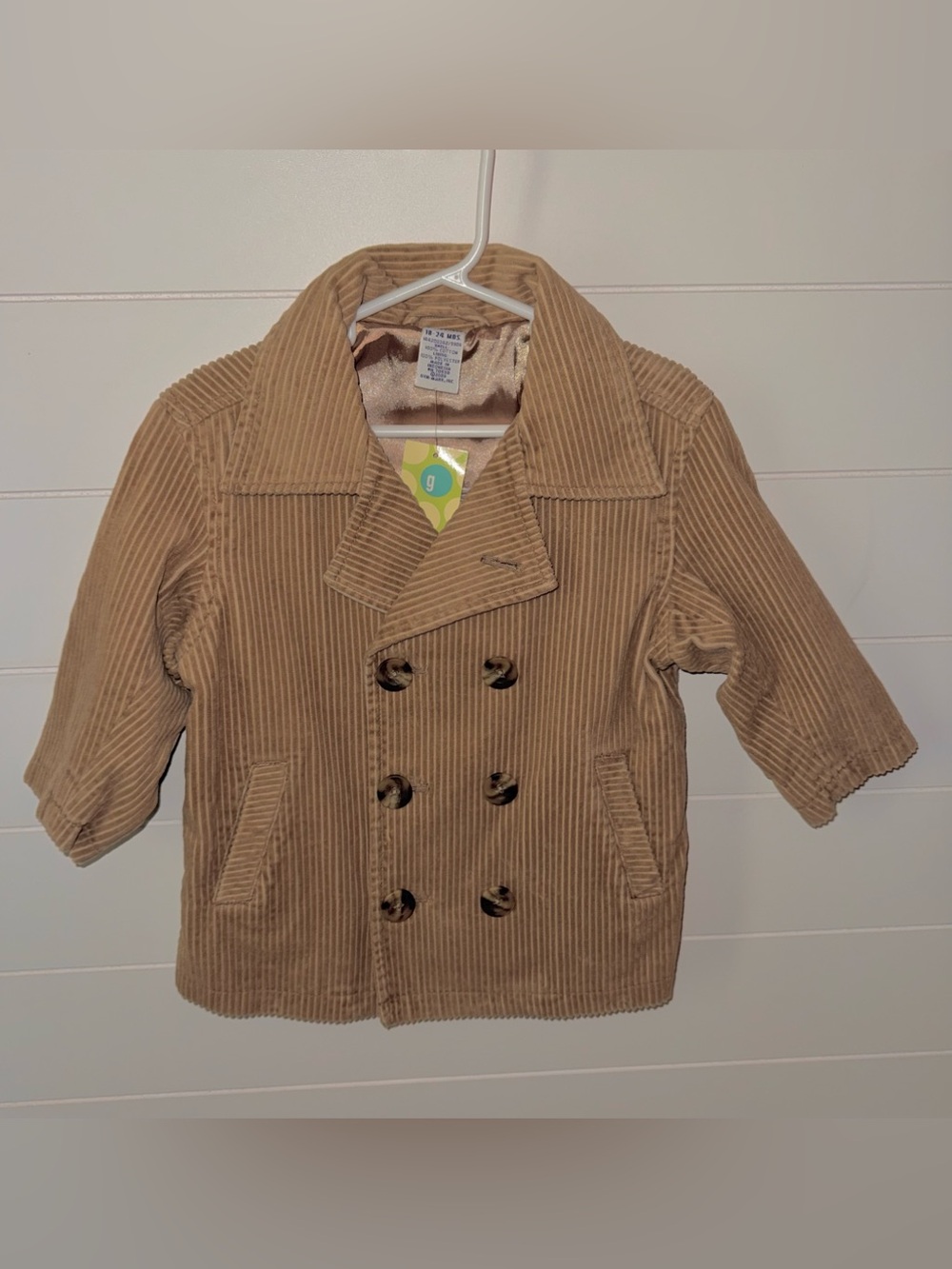 Gymboree Tan fifth Fleet Corduroy Double-Breasted Peacoat Jacket